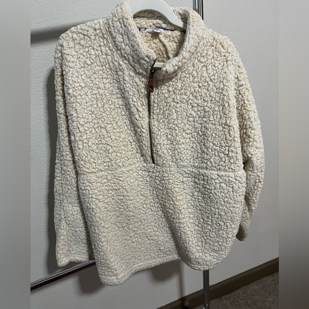 White Sherpa quarter zip